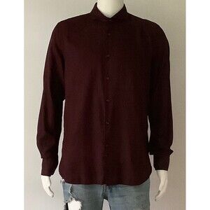 J. LINDENBERG “Dan” Burgundy Slim Fit Washable Button Down Men's Shirt (Size L)